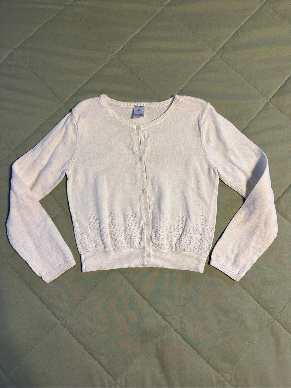 Carter's White Knit Button-Front Cardigan